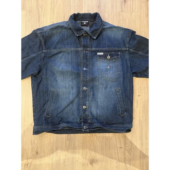 Vintage Rocawear Denim Jacket Y2K Hip Hop Streetwear XL Blue Founded By Jay Z - Picture 2 of 8